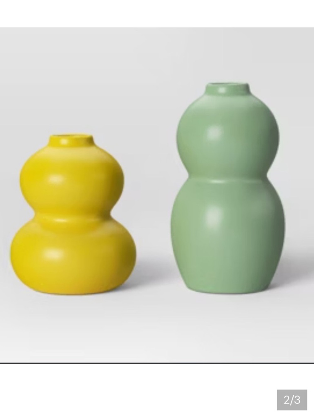 Room Essentials Yellow and Green Double-Bulb Ceramic Vase Set